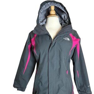 The North Face Jacket Girls L 14 16 Hy Dry Vent Hood Zip Gray Pink Waterproof